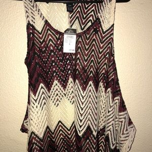 BURGUNDY PATTERNED TANK TOP RUE21